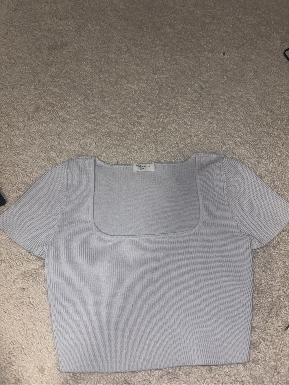 White  Square-Neck Ribbed Crop Top
